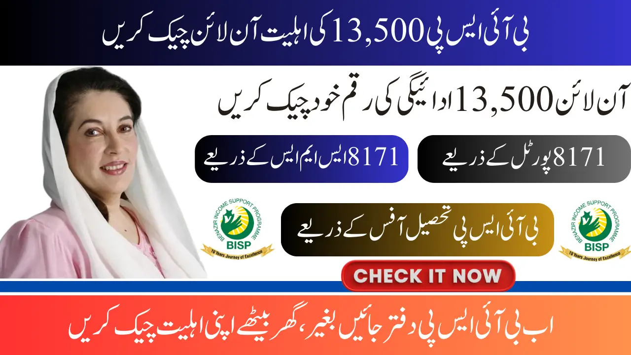 BISP 13500 Eligibility Check Online Through 8171 Portal & SMS Service