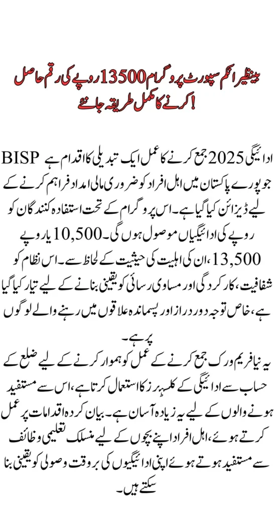 BISP Payment 2025 Collection Process - A Complete Guide to Receiving Rs. 13,500
