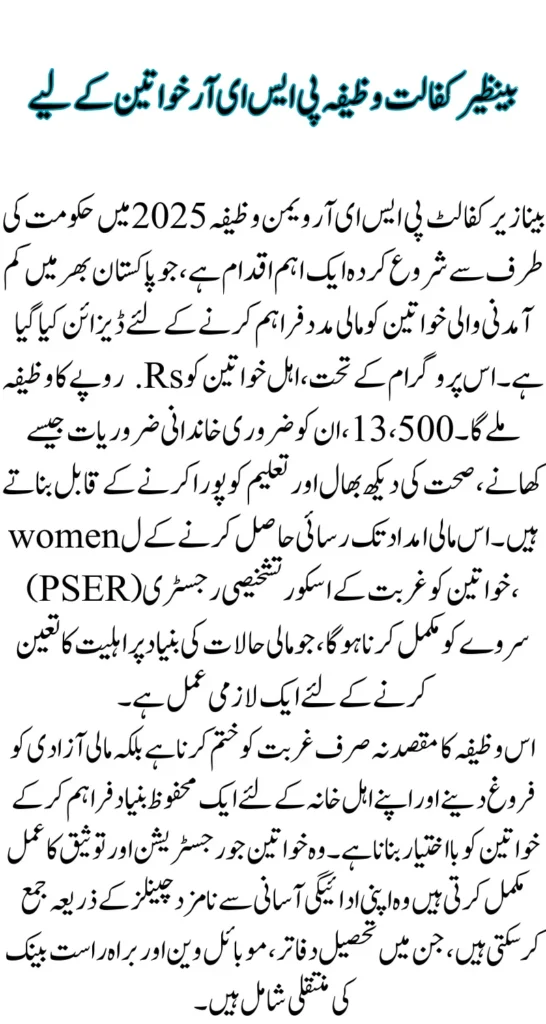 "Benazir Kafalat Stipend PSER Women: How to Receive 13,500 Payment Easily"