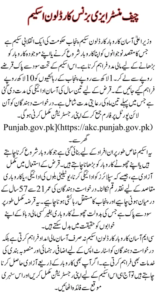 Punjab CM Asaan Karobar Card Loan Scheme Key Requirements, Eligibility Criteria and Registration Process