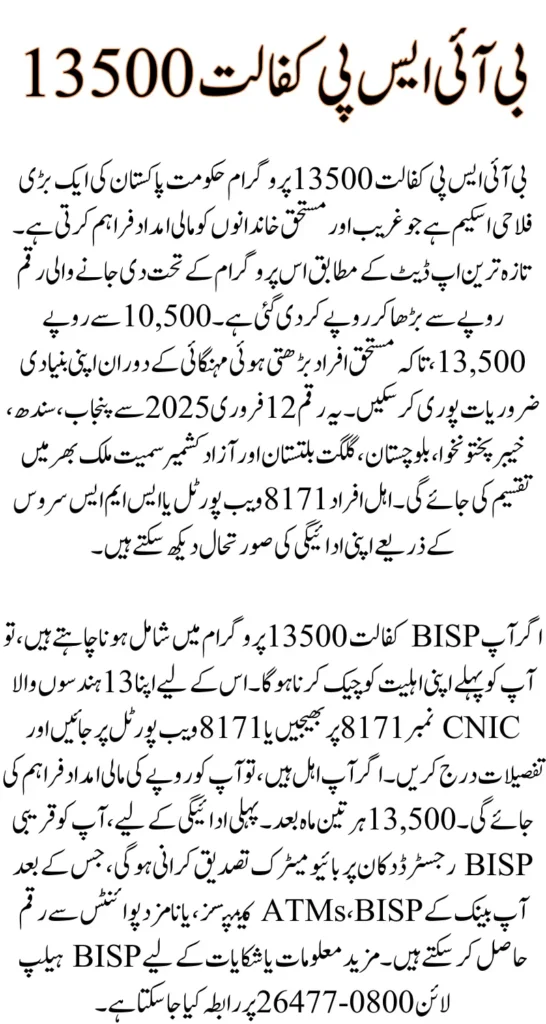 BISP Kafalat 13500 Cash Payment Verification Result Check Online By CNIC