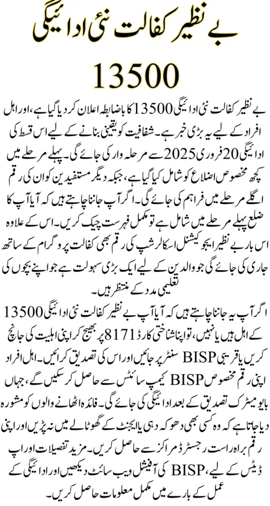 Benazir Kafaalat New Payment 13500 Started in 35 Districts Across Pakistan